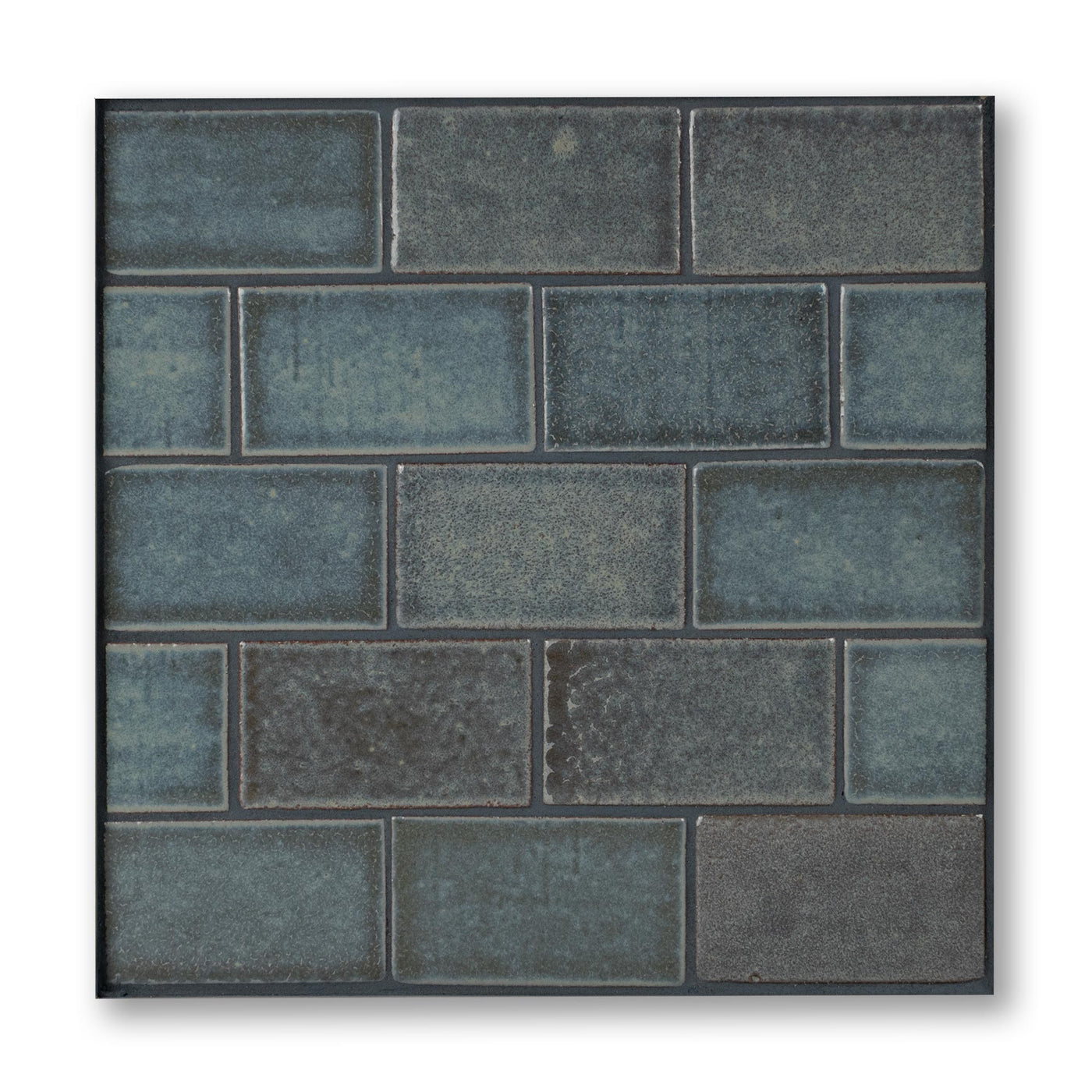 Pattern of blue tiles on a white background