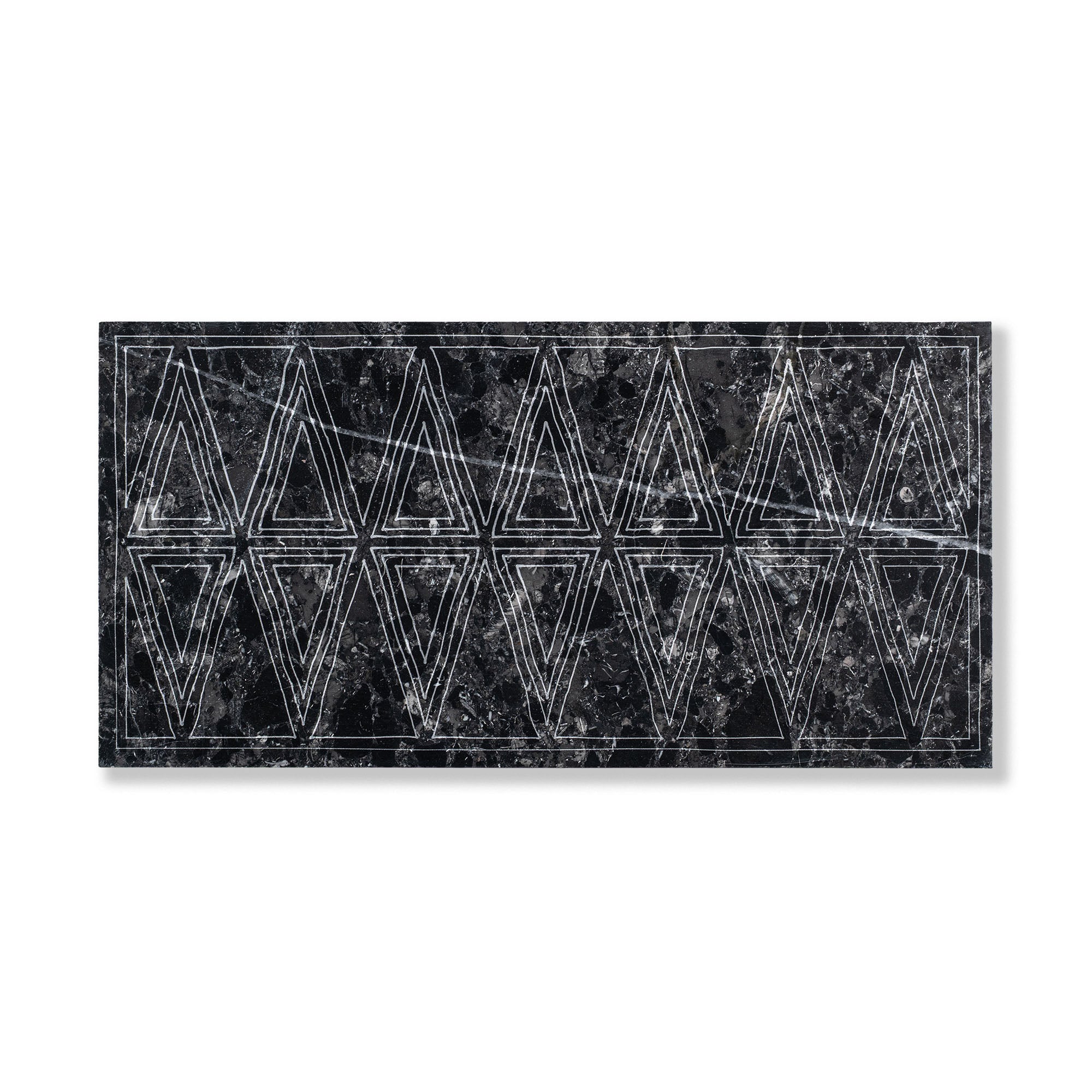 Horizon Line Stone Tile Shown in Lattice with Storm Marble