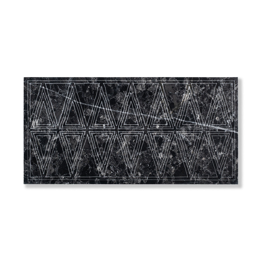 Horizon Line Stone Tile Shown in Lattice with Storm Marble