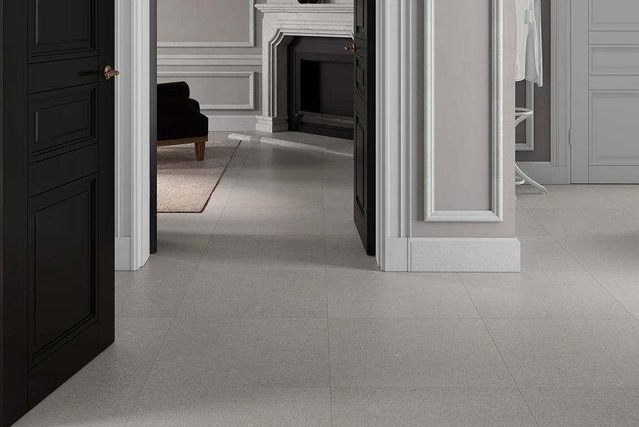 Hallway with large Pearl Marble tiles